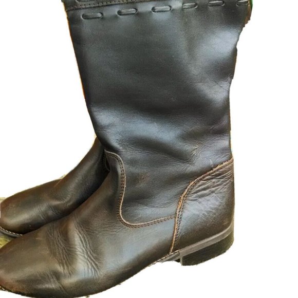 LL BEAN - Brown Leather Boots - Womens Lined - Size 8 1/2 - Distressed Look - Picture 4 of 10